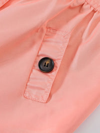 Girls Button Hooded Jacket Solid Color Outwear Mid-Length Coats With Pockets Winter