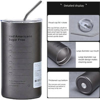 20 Oz Latte Coffee Cup, 304 Stainless Steel Iced Drink Cup with Straw and Lid, Insulated Cup, Cooling Vacuum Drinkware Reusable.