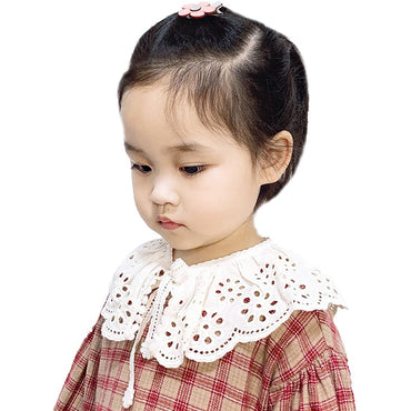 Lace Kids Bibs Shawl Cotton Collar Kids Neckwear for Girls All Match Hollow Out Children Girls Scarf Accessories 3-8Y