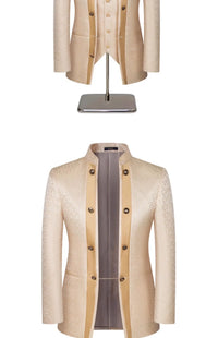 2025 New Wedding Host Performance Men's Suit Dress Three-piece Botanical Floral Pattern  Blazer  for Men with Pants and Vest