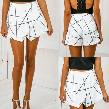 Hot Geometric Ladies Shorts Skirts Women Summer Shorts Women Office Lady Vintage Sexy Short Pants Feminino Spodenki Damskie