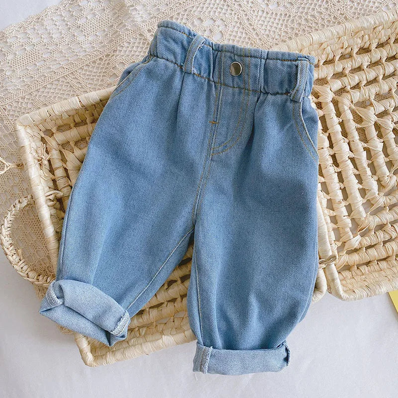 MILANCEL 2024 Spring Autumn Solid Kids Boys Straight Pants Fashion Children Clothing Trousers Brief Jeans for 1-6 Years
