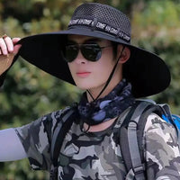 1pc Fishing Hat for Men & Women, UPF 50+ Sun Protection Mesh, Wide Brim for Hiking Beach, Breathable Summer Outdoor Cap