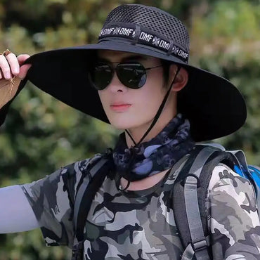 1pc Fishing Hat for Men & Women, UPF 50+ Sun Protection Mesh, Wide Brim for Hiking Beach, Breathable Summer Outdoor Cap