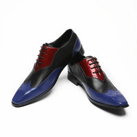 Men's Genuine Leather Fashion Graffiti Designer Flats Metal Pointed Toe Party Dressing Shoes plus Size