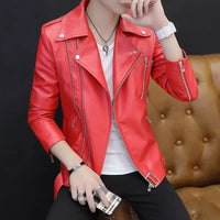Male Leather Blazer Thin Trendy 2025 Slim Fit Coat Fashion Single Models Fashionable Gentleman Spring Clothes Men's Suit Jackets