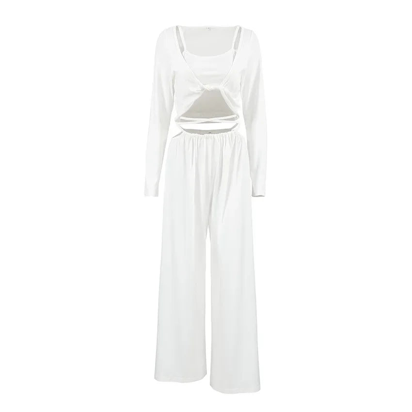 Spring new 2025 underwear, trousers, long-sleeved three-piece pajamas, fashionable and comfortable Modal loungewear women's