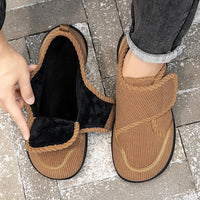 Wide Footed Shoes Winter Suede Casual Shoes Men Anti Slip Sole Loafers Women Minimalist Style Snow Comfortable Thick Soled Shoes