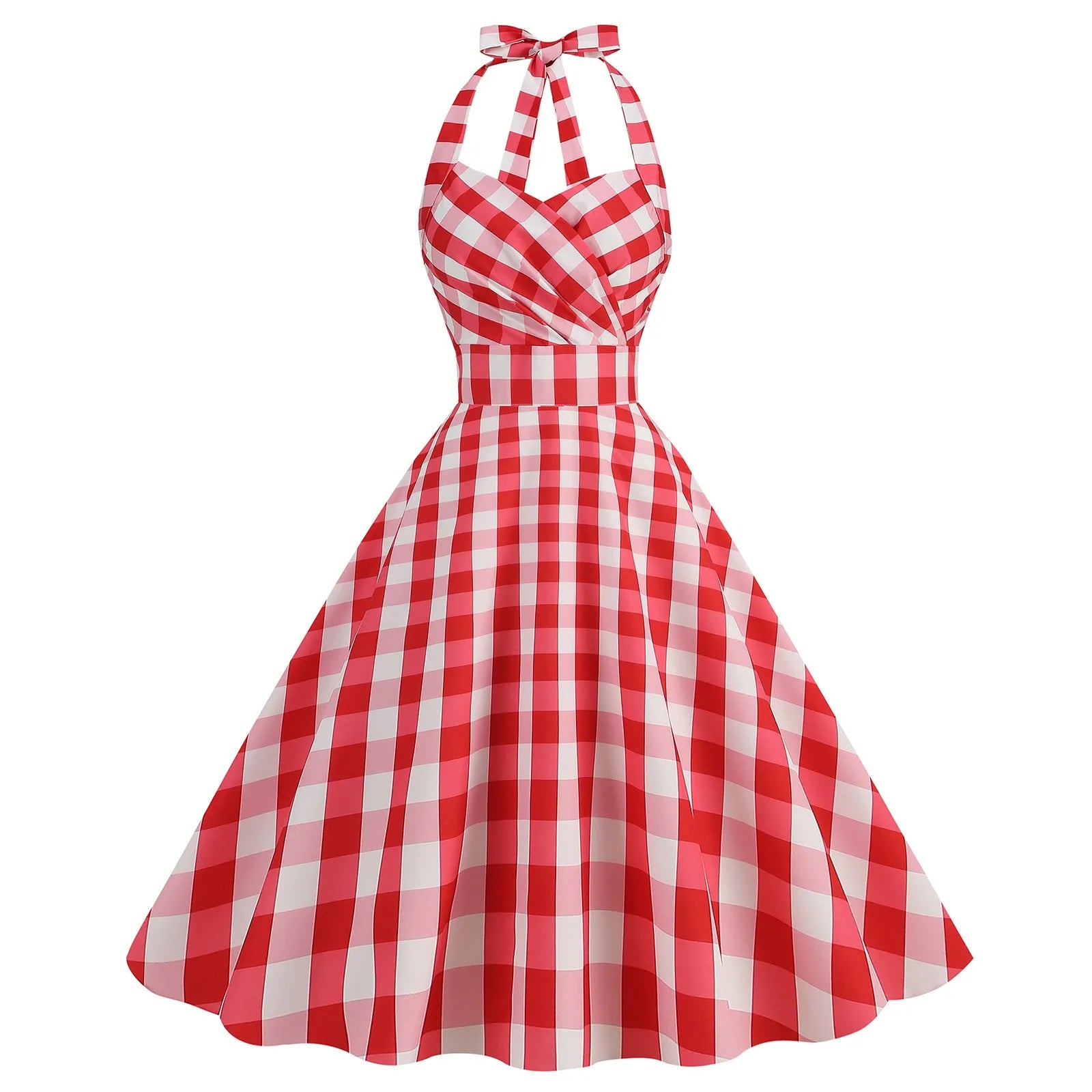 Polka Dot Hepburn Style 50s 60s Vintage Dress A-Line Backless Halter P Mega Mart Center Polka Dot Hepburn Style 50s 60s Vintage Dress A-Line Backless Halter P Mega Mart Center