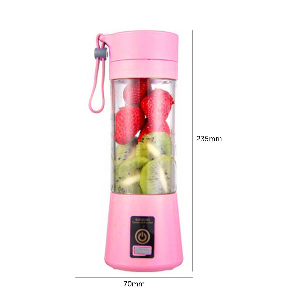 4 Blades 380ml Portable Juicer USB Rechargeable Smoothie Blender Mini Food Processor Personal Blender Juice Blenders