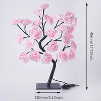 24 LED Rose Tree Lights USB Plug Table Lamp Fairy Flower Night Light For Home Party Christmas Wedding Bedroom Decoration Gift