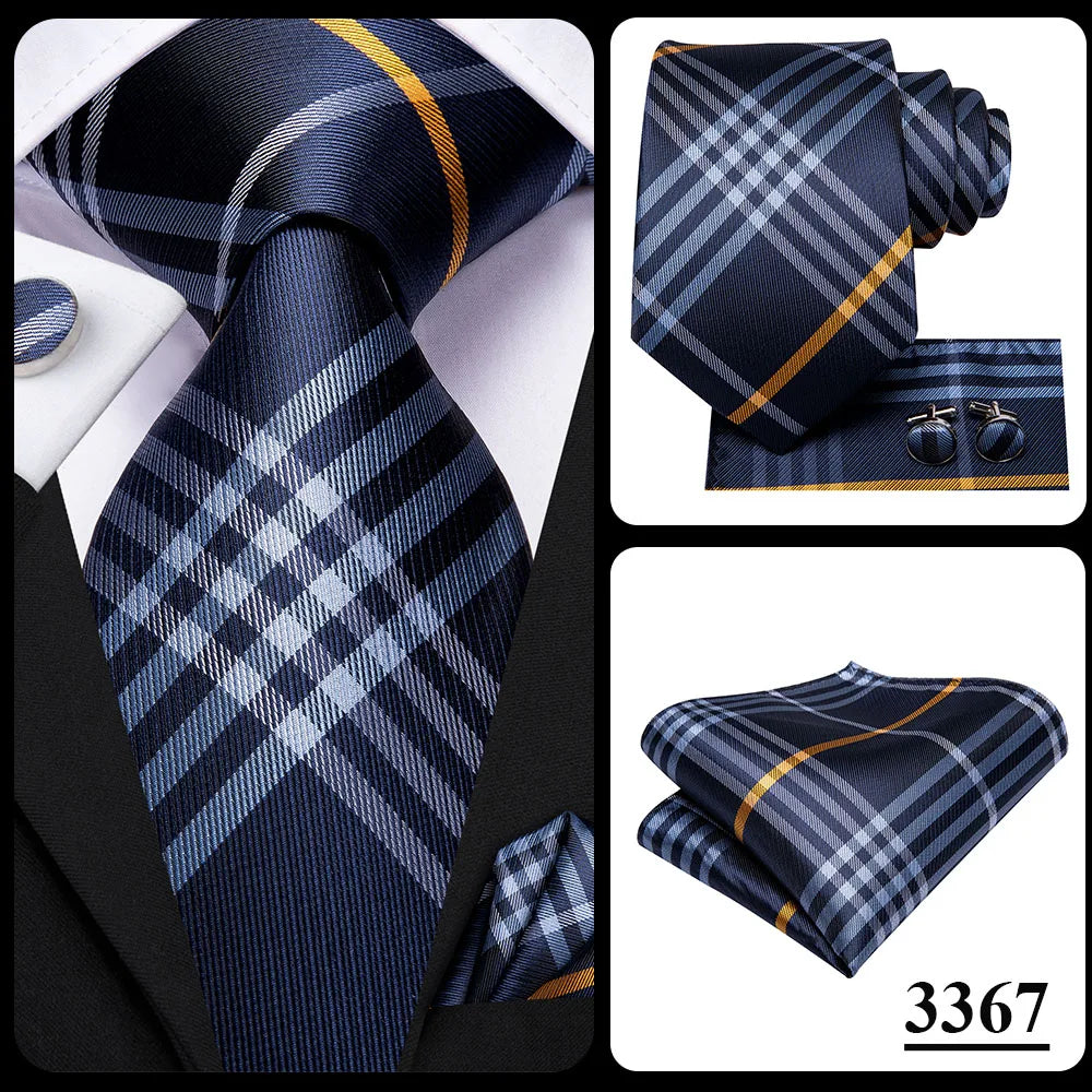 Hi-Tie Blue Business Solid 100% Silk Men's Tie NeckTie 8.5cm Ties for Men Formal Luxury Wedding High Quality Gravata
