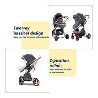 Lightweight Baby Stroller 3 in 1 Newborns Travel System Prams Multifunctional High Landscape Baby 4 IN 1 Strollers with Isofix