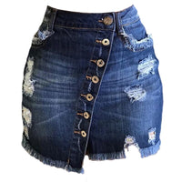 2022 Summer New Woman Ripped Denim Button Denim Short Skirt