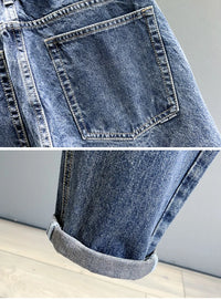 Men's Jeans Streetwear Fashion Tapered Pants Blue Casual Personality Vintage Male Clothing Slim Denim Trousers Brands