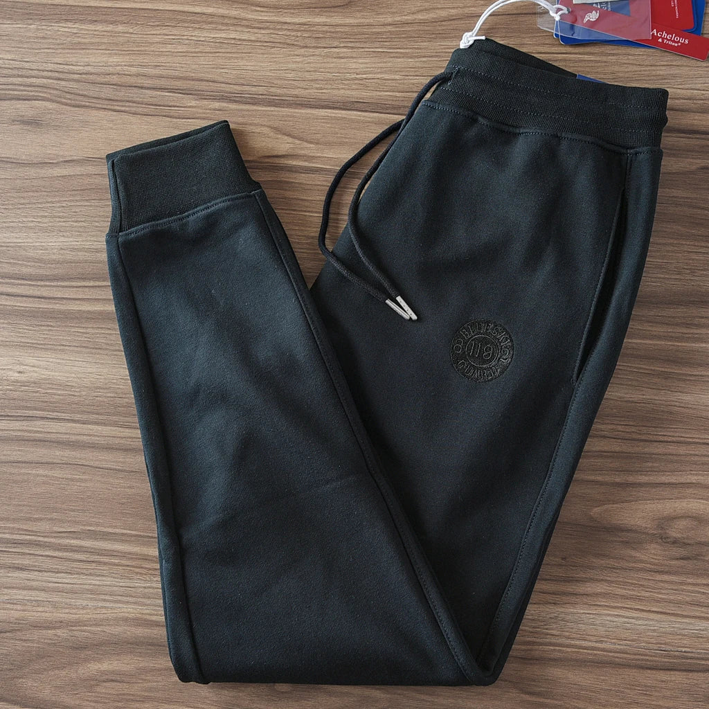 Spring New American Retro Terry Cloth Letter Embroidery Sweatpants Men's Simple Washed Drawstring Casual Sports Ankle-tied Pants