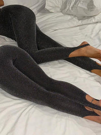 New Fashion Knit Bright Silk High Stretch Solid Color Pants Bright Silk Leggings Tight Foot High Stretch Pants For Women