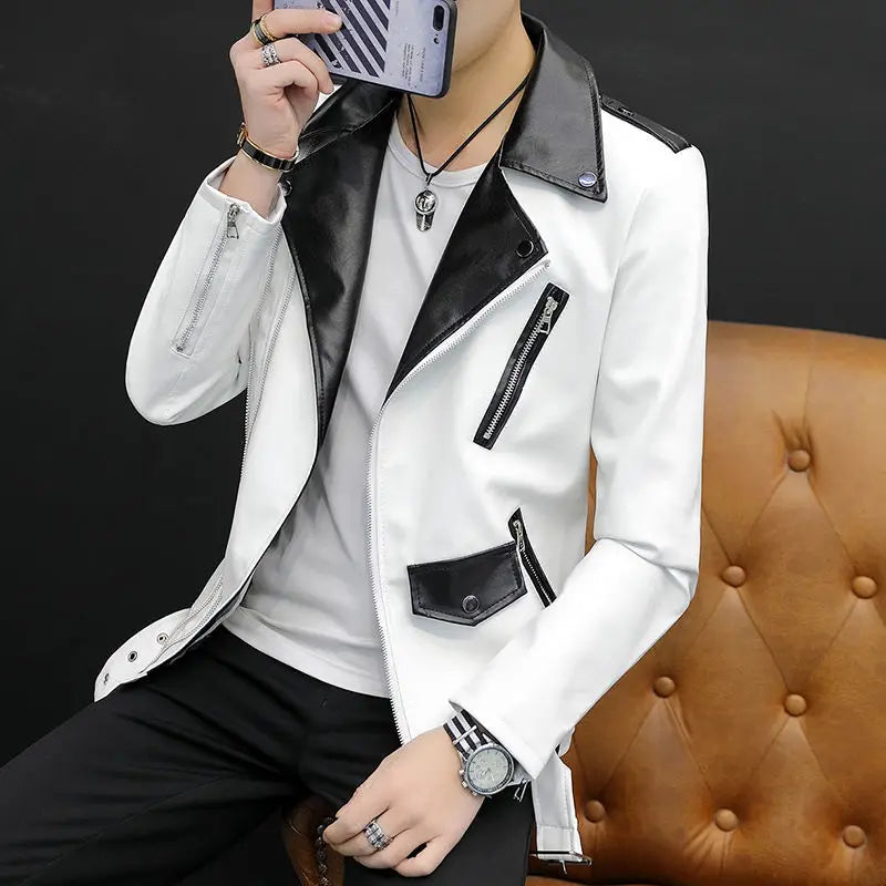 Male Leather Blazer Thin Trendy 2025 Slim Fit Coat Fashion Single Models Fashionable Gentleman Spring Clothes Men's Suit Jackets