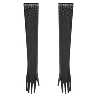 Womens Latin Dance Dress Sheer Mesh Patchwork Tiered Tassel Bodysuit Dress and Gloves for Tango Samba Dance Ballroom Dancewear