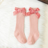Autumn Winter Baby Girls Bowknot Knee High Socks Toddler Tube Princess Sock For Kids Knitted Socken Cute Leg Warmer 0-8Years