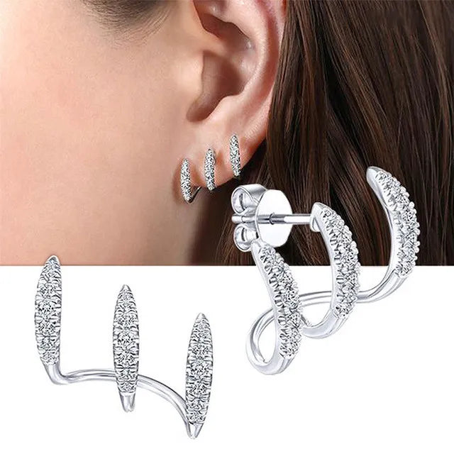 Gold Silver Color Metal Butterfly Ear Clips Without Piercing For Women Sparkling Zircon Ear Cuff Clip Earrings Wedding Jewelry