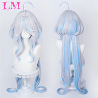 LM Synthetic Black Wig with Long Ponytail Short Straight Wig Lolita Cosplay Party Harajuku Blonde Wig With Bangs for Women