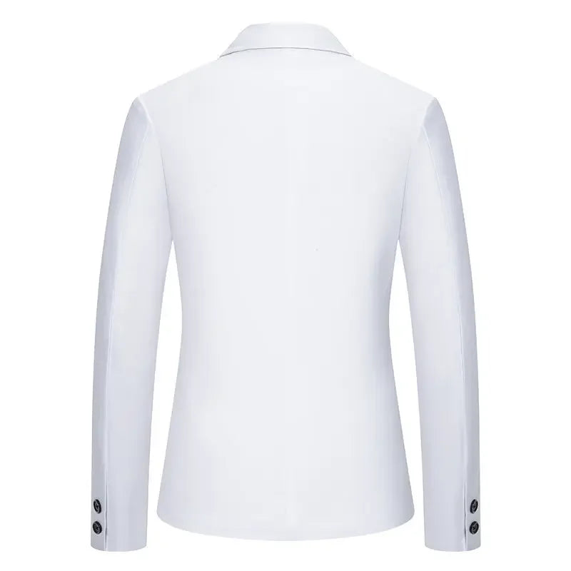 Black Men Fake Two Piece Suit Jacket, Royal Blue Fashion Men's Business Social Blazers,White Wedding Prom Party Dress Coat.