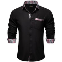 Luxury White Red Dress Shirts for Men Clothing Long Sleeve Tuxedo Social Casual Splicing Paisley Collar Cuff Mens Shirt