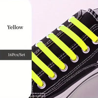 16pcs/pack Elastic No-Tie Silicone Shoelaces - Convenient, Stretchy and Flexible Laces for Sneakers Casual Shoes and Sports Shoe