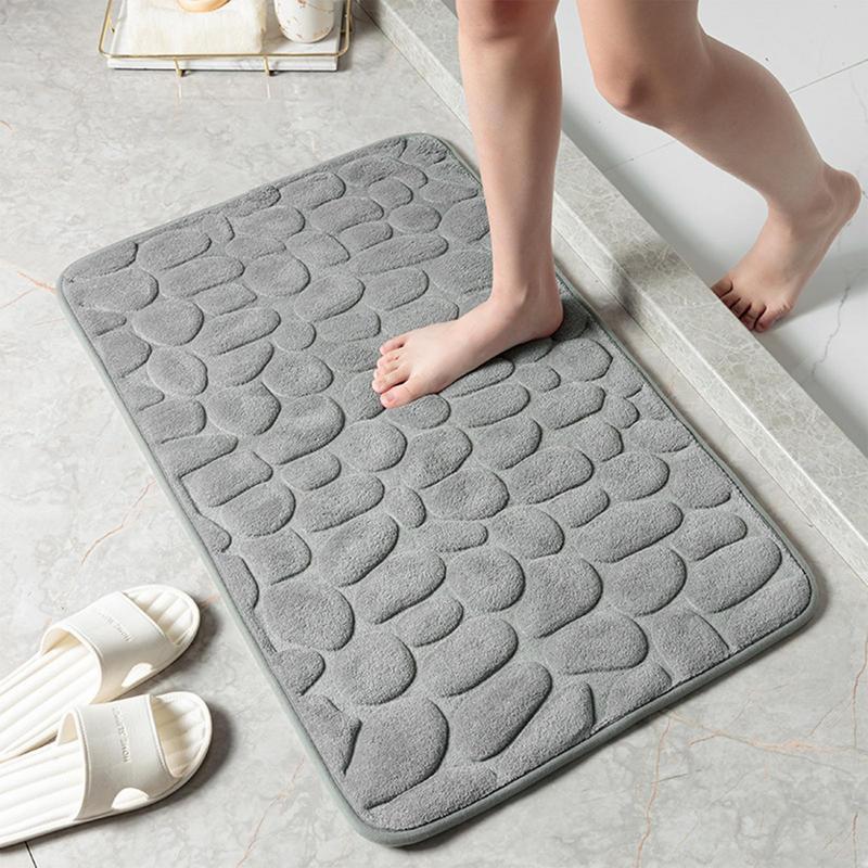 Foot Mat Coral Fleece Floor Mat Household Memory Foam Embroidered Bathroom Thickened Absorbent Floor Mat Door