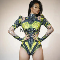 Sexy Sparkly Blue Crystals Leotard Nightclub Birthday Celebrate Dj Rhinestones Bodysuit Dance Costume Stage Photoshoot Wear