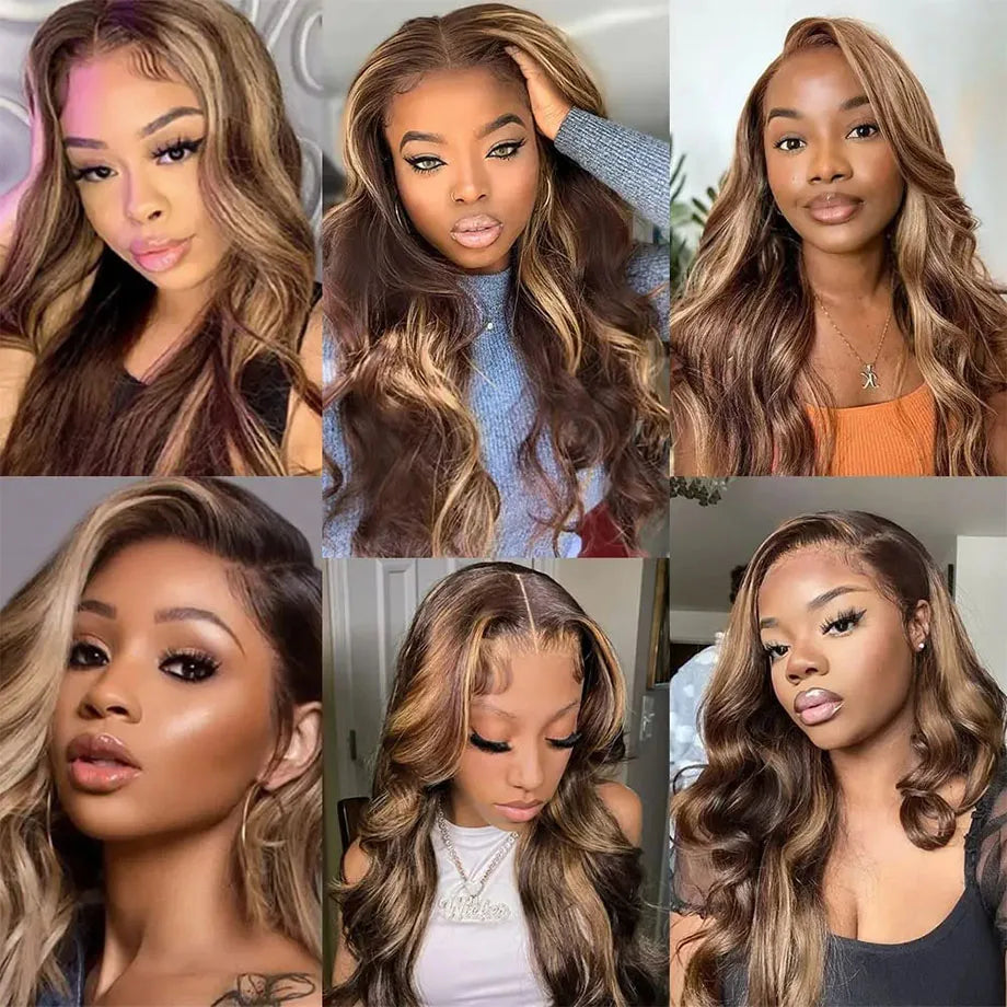 Body Wave Wig Highlight Ombre Lace Front Wig Human Hair 30 32 Inch Colored Wigs 13x4 13x6 Hd Lace Frontal Wigs For Black Women