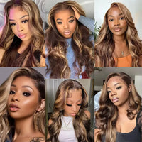 Body Wave Wig Highlight Ombre Lace Front Wig Human Hair 30 32 Inch Colored Wigs 13x4 13x6 Hd Lace Frontal Wigs For Black Women