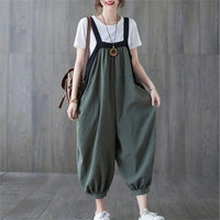 Casual Rompers For Women 2026 New Summer Large Size Korean Loose Harlan Jumpsuit Pants Solid Ladies Suspender Overalls L-5XL