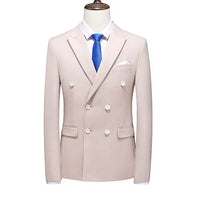 Men's Blue Double Breasted Formal Suit Jacket, Business Office Blazer, Masculino Wedding Party Dress Coat,  Slim Man Tuxedo