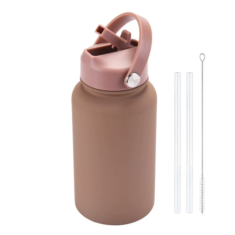 PuraCool Custom Water Bottle 650ml/22oz Insulated Thermos Personalized Tumbler Flask with Straw