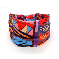 Ladies Wide Elastic Hairband with African Print Knot Sports Yoga Headband Women's Hair Accessory