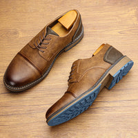 Retro Men's Casual Derby Shoes 2025 Fashion Leather Footwear New Style Men's Slip-On Comfortable Men Shoes
