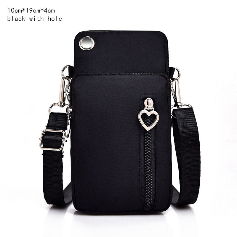 Women&#39;s Mini Shoulder Bag Oxford Waterproof Handbag Wrist Pouch Wallet Sports Cell Mobile Phone Bag Crossbody Bags for Girls