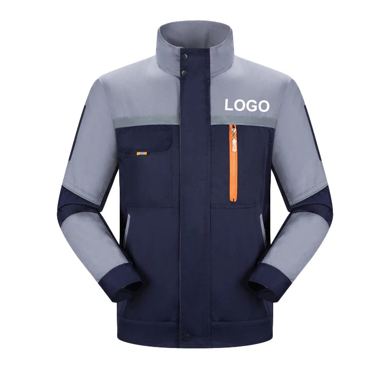 Mens Factory Work Shirt Uniform Long Sleeve Turn-Down Collar Workwear Motor Mechanic Repair Workshop Two-pocket T-shirts Tops