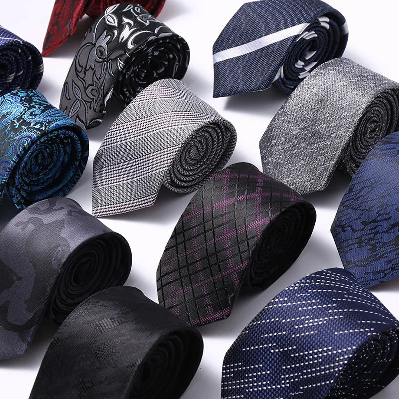 Luxury Skinny 6CM Mens Necktie Ties For Man Striped Plaid Floral Solid Jacquard Ascot Business Party Neck Tie Accssories