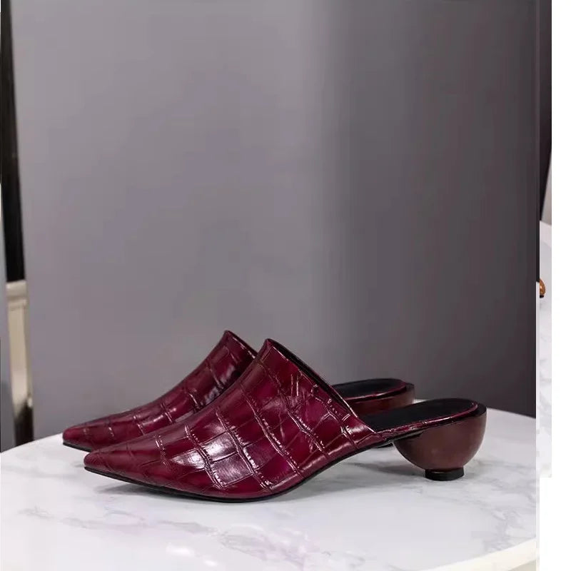Sandals New European American Lady Slides Sexy Pointed Toe Ball Heel Slippers All Matched Women Summer Shoes Female Mules Shoe