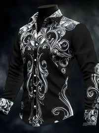 Men's Casual Long Sleeve Button up Shirt 3D Printed Ethnic Art Patterns Fashionable Comfortable Top