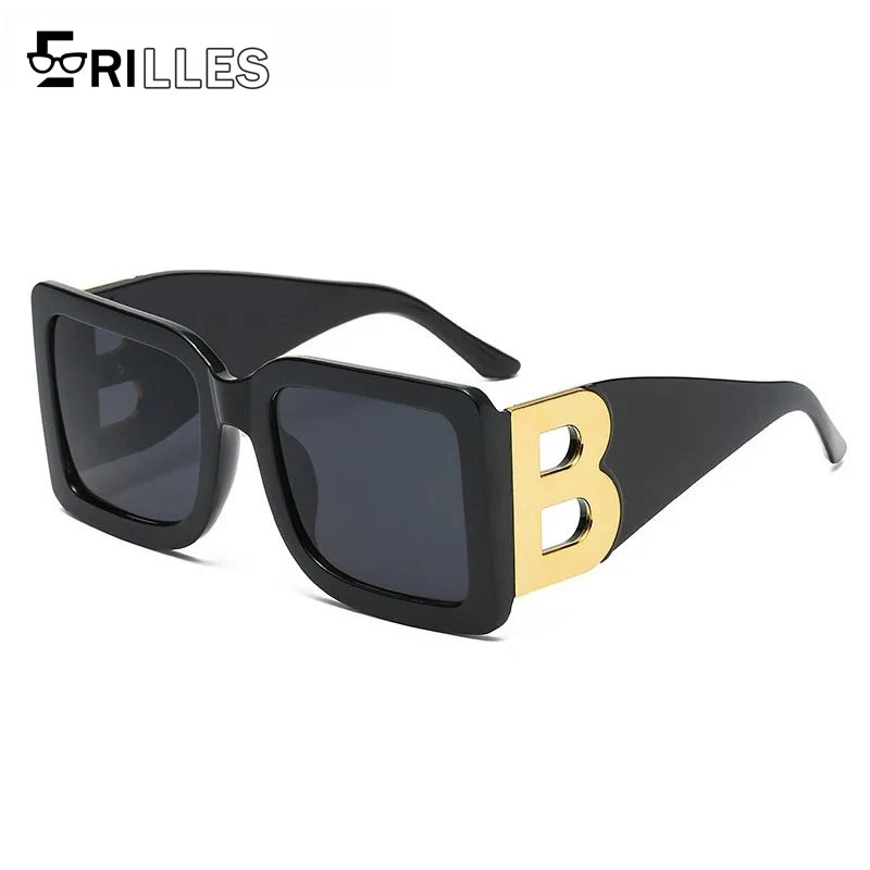UV400 Square Sunglasses Retro, Oversized Full Frame Fashion Eyewear, Polarized Lenses for Outdoor Activities, Trendy Accessory
