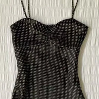 French Vintage Polka Dot Camisole Vest Women Summer Folds Sleeveless Y2k Crop Halter Tops Sweet hottie Slim Outerwear Tanks