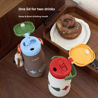 Large Capacity Stainless Steel Straw Cup Ceramic Inner Pot Insulated Cup Coffee Cup Portable Sports New Kettle for Outdoor Use