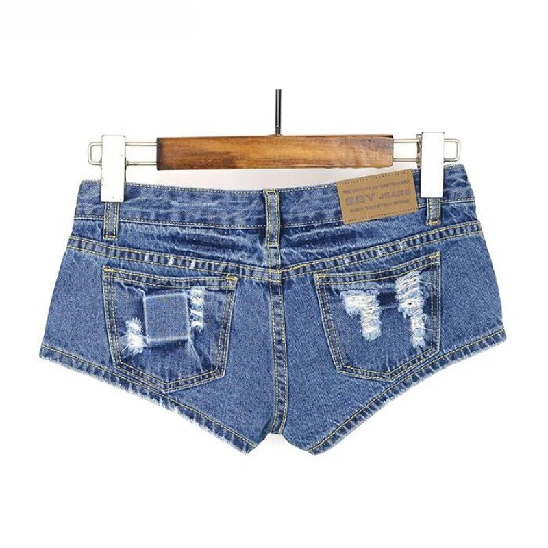 2025 New Fashion Low Waist Denim Shorts Nightclub Spice girls Sexy Women Hot Jeans Jeans Short Pants Washed Blue Short Bottoms