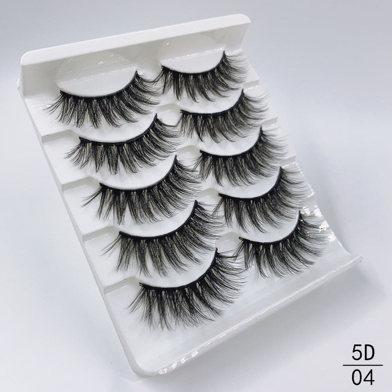 5 Pairs Faux Mink Eyelashes Fluffy Wispy Long Dramatic False Lashes Thick Volume Fake Eyelashes Natural Soft Extension Eyelash