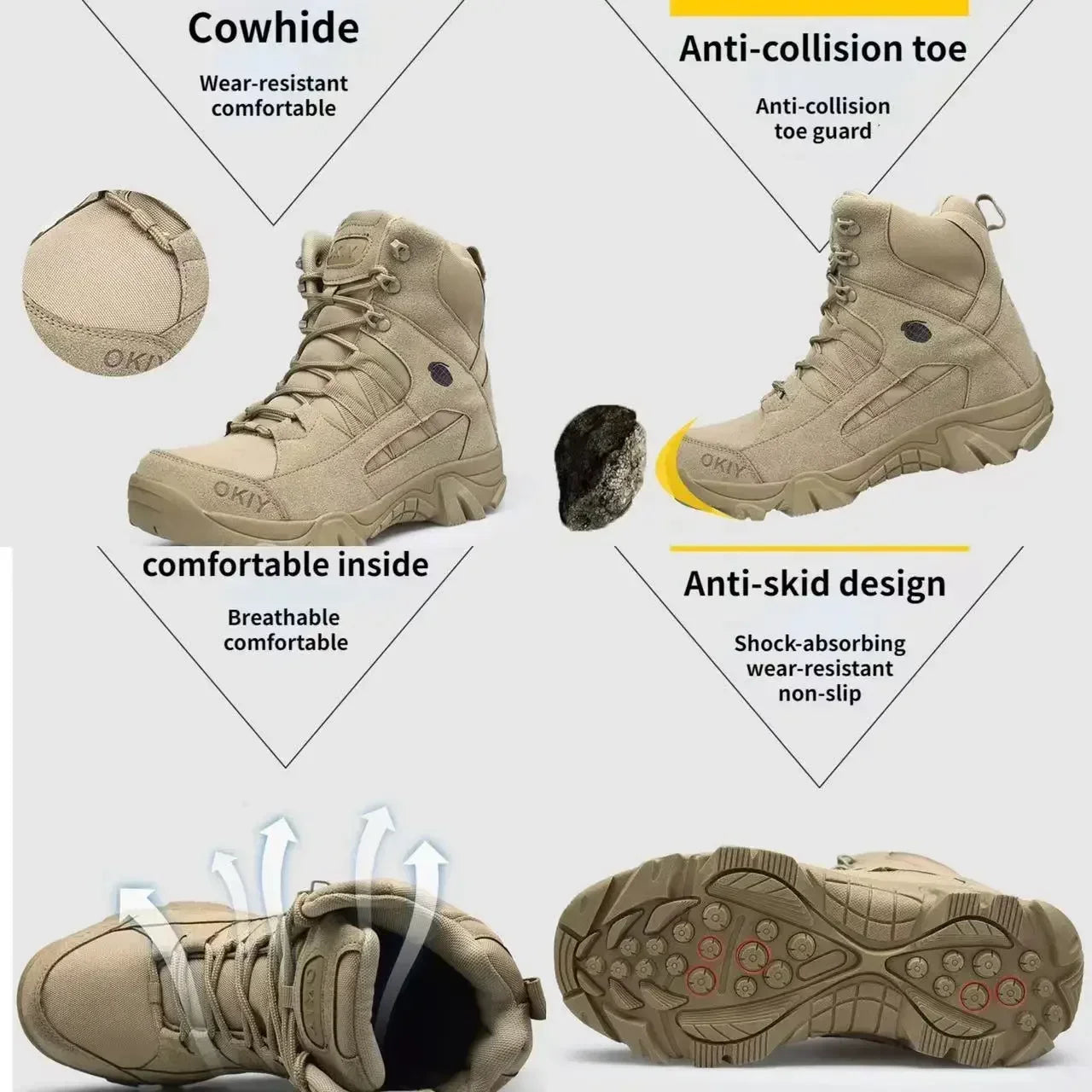 Men  Boots   Outdoor Waterproof Cow Suede Work Men Ankle Boots Hiking Safety Shoes Mens Athletic Shoes