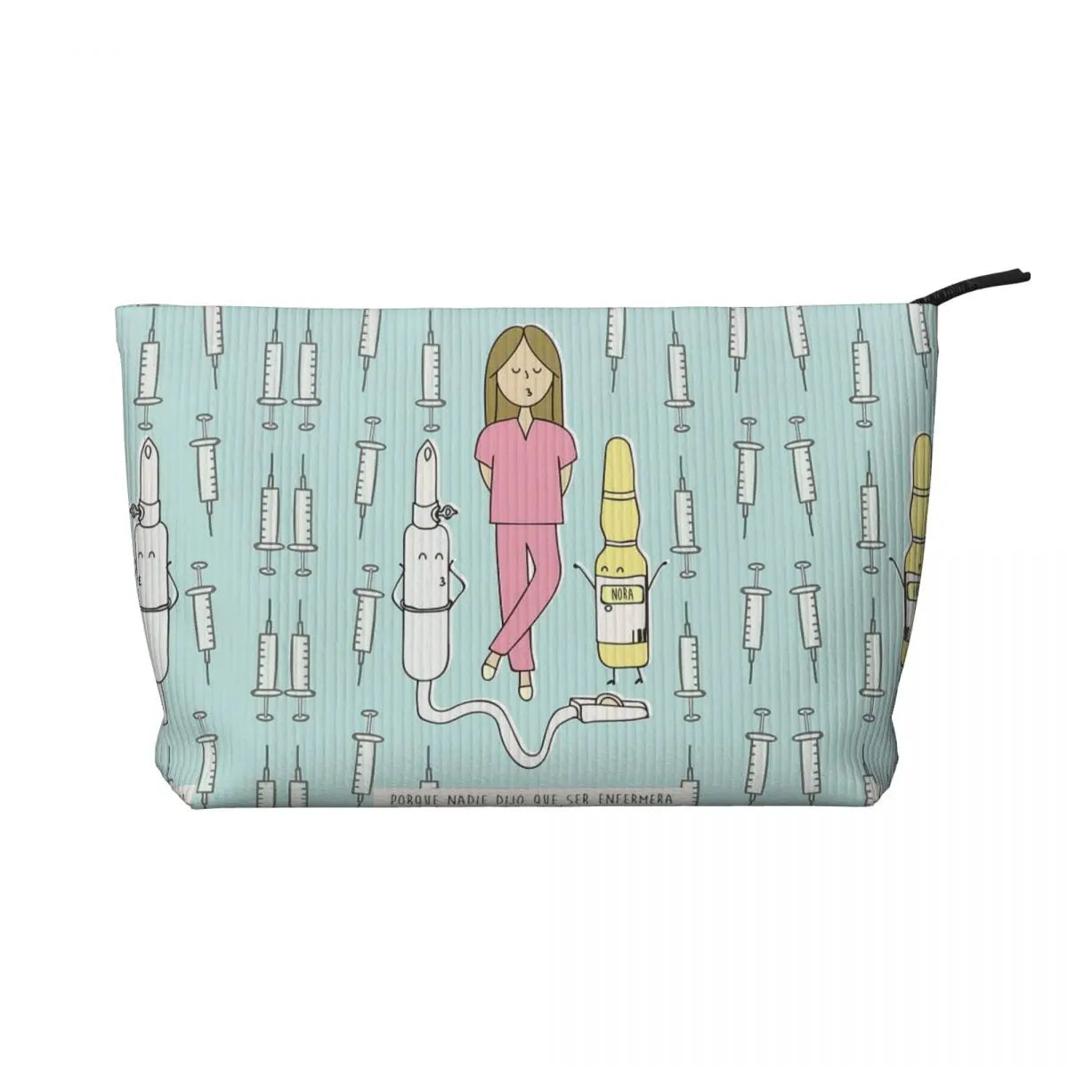 Custom Cartoon Doctor Nurse Enfermera En Apuros Toiletry Bag Women Cosmetic Makeup Organizer Lady Beauty Storage Dopp Kit Box